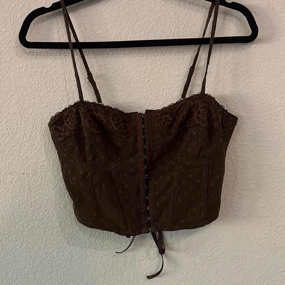 Pacsun Brown Lace Corset Top